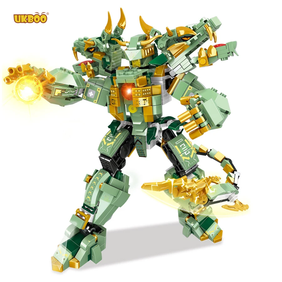 

Free Shipping UKBOO 782pcs Ninja Building Blocks Mech Warrior Robots with Figures