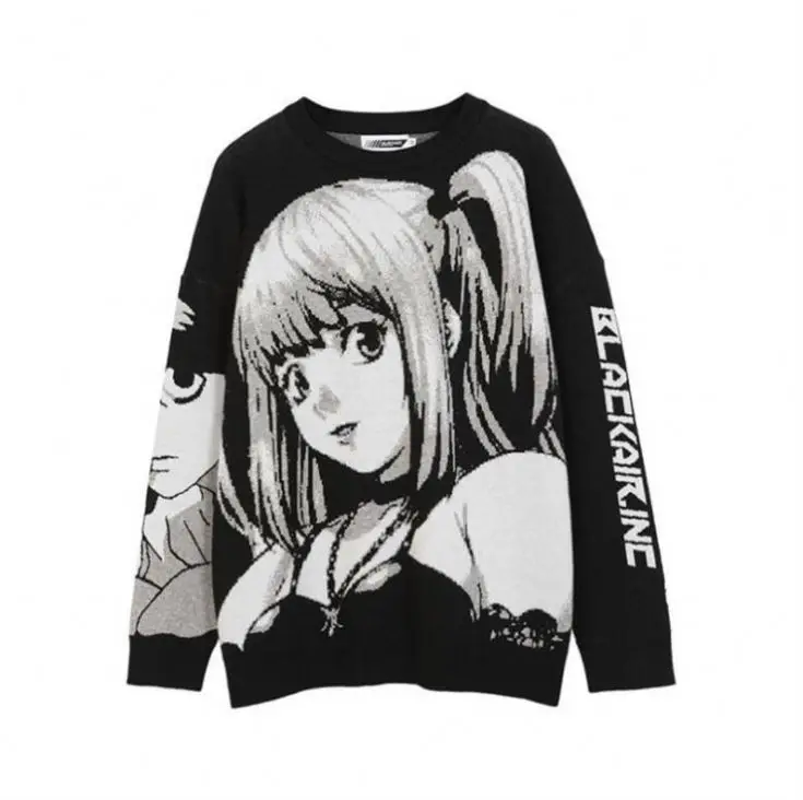 

Anime Girl Knitted Sweater Men Hip Hop Streetwear Sweaters Vintage Pullover Women 2021 Japanese Harajuku Tops Spring Pullover, Picture