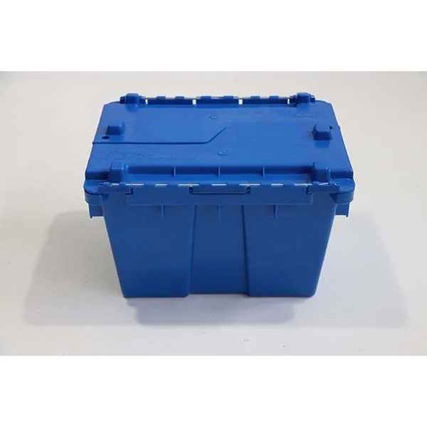 

QS Plastic Small Moving Tote with Attached Lid Nest Stackable Plastic Storage Containers Storage Box Crates