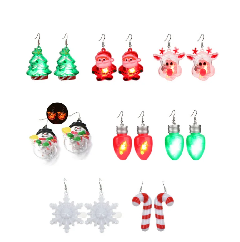 

Hot Sale Christmas Tree Led Earrings Colored Shiny Drop Earring For Women Party