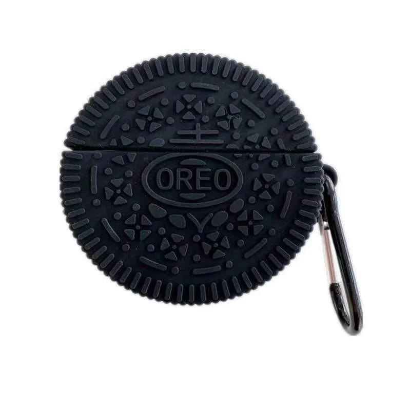 

Custom Earphone Protecting Cover for Apple Airpods 1 2 Luxury 3D Oreo Airpods Pro Case Anti-Fall Silicone Charging Box, Black