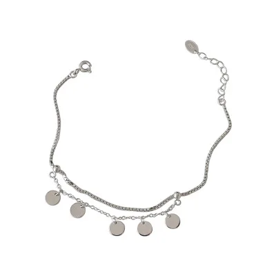 

2020 Delicate Tassel Bracelets With Glossy Disk Sterling Silver Bracelets