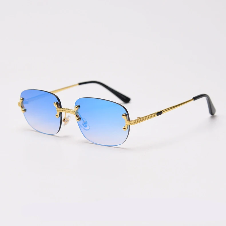 

2021 Mens Rimless Sunglasses Round Shades Small Women`s Frameless Sunglasses