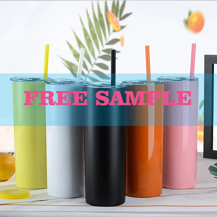 

Free Sample Sublimation Tumbler 20OZ Stainless Steel Blank Skinny Tumbler with Straw and Lid, Customized color