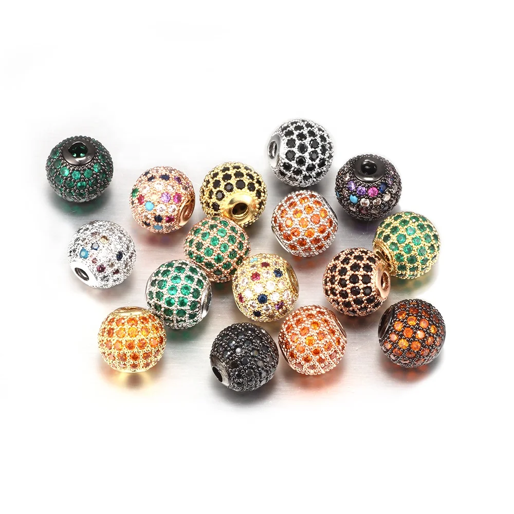 

Fashion Jewelry Accessories Full Micro Paved 10mm CZ Diamonds Findings Balls for DIY Jewelry Making