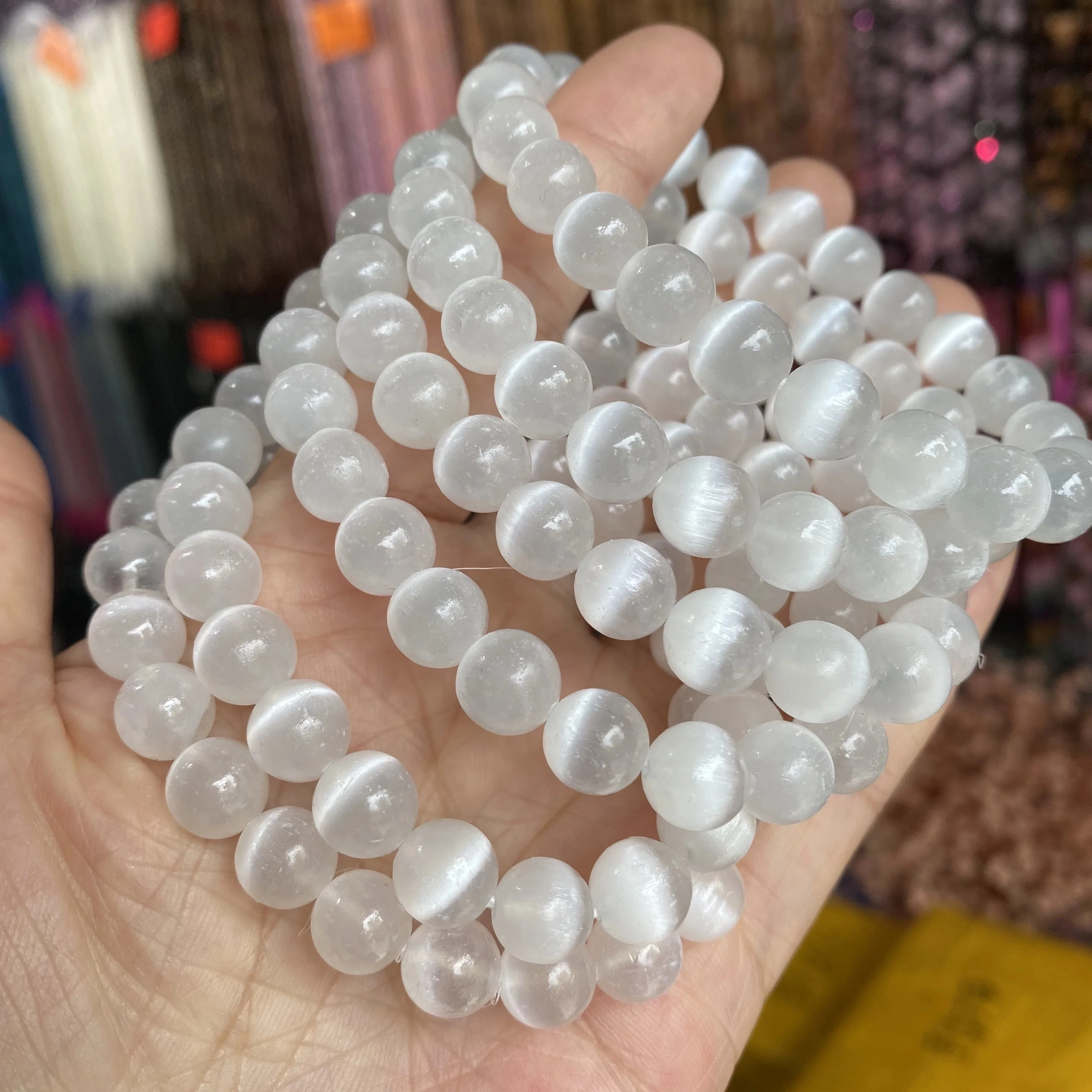 

Luxury AAA Moroccan Selenite Crystals Healing Quartz Stone Beads Bracelet White Selenite Bracelet