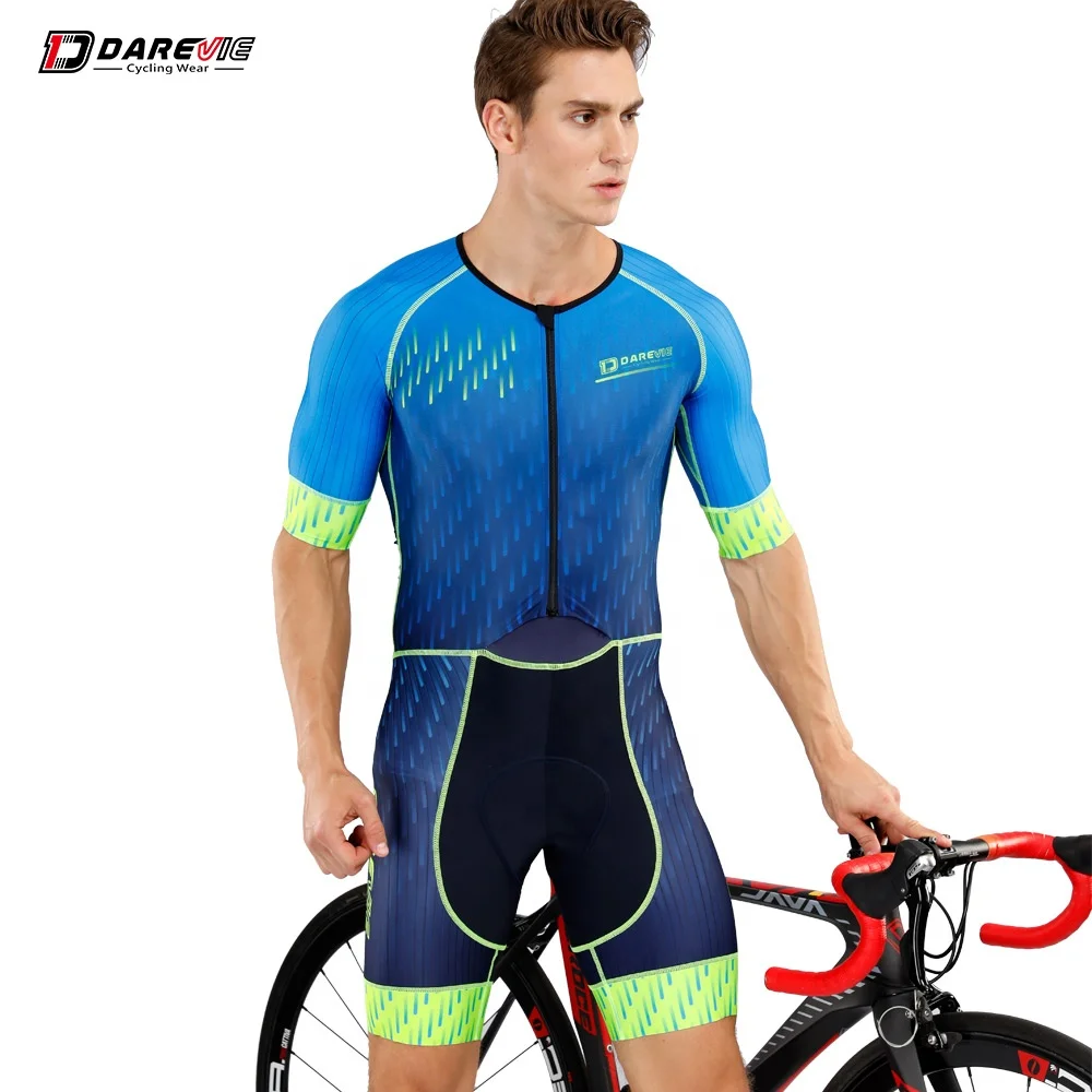 

Dropship Custom Cycling trisuit outdoor sportswear triathlon race suit pro team mens cycle skin suit, Blue