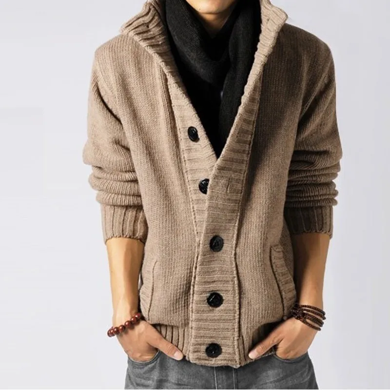 

2021 Autumn And Winter New Men's Stand Up Collar Cardigan Men's Thick Sweater, 4color