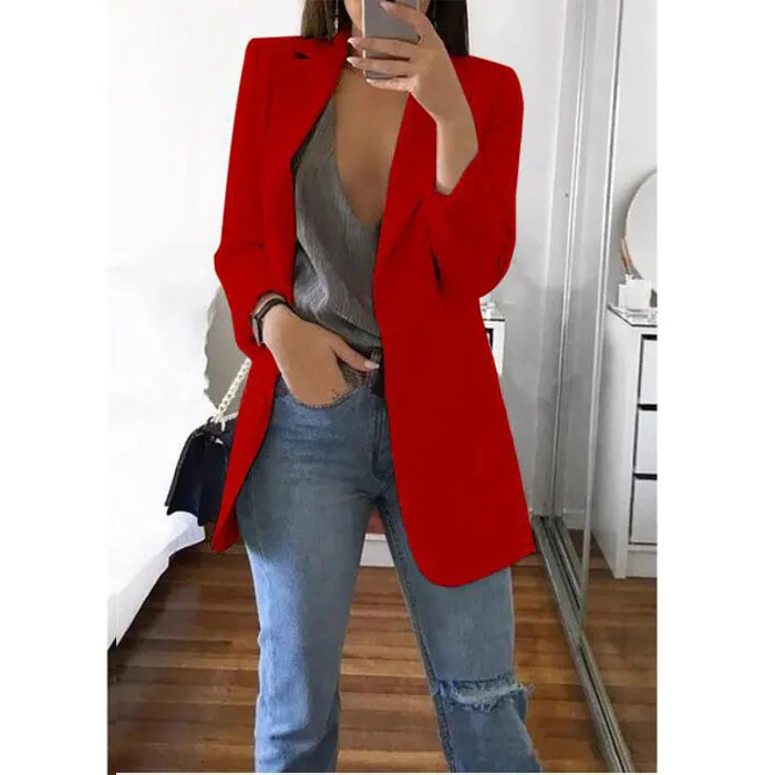 

Blazer for women ladies Long Sleeve Women Tops Suit Coat Solid Color Office Style Cardigans Blazer Suits Mujer