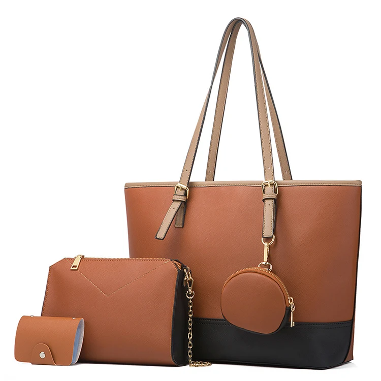 

Trending Large Capacity Luxury Vegan Leather 4 In 1 Ladies Bags Handbag Set