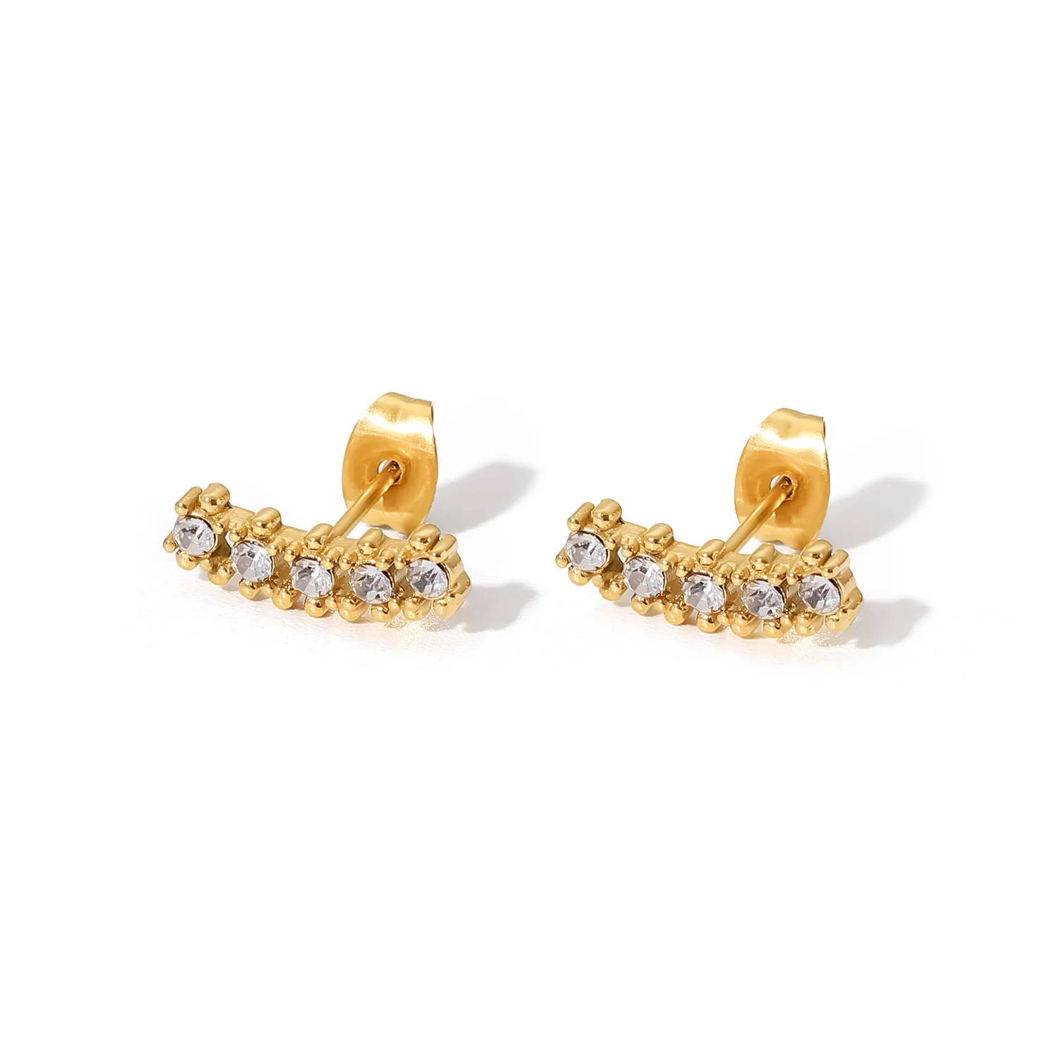 

Dainty White Zircon Line Earrings Stainless Steel 18K Gold Plated Jewelry Gift Stud Earrings