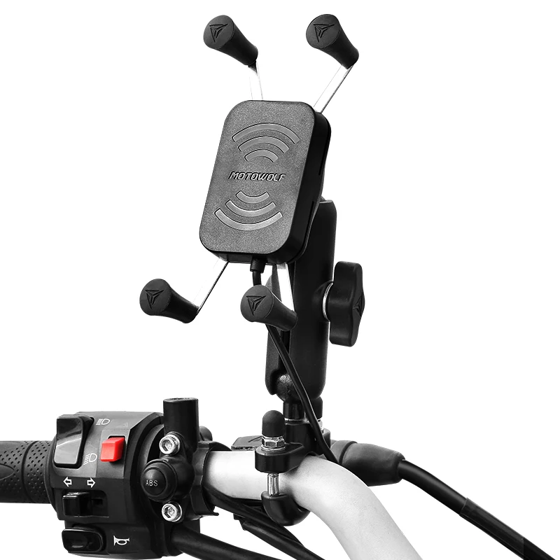 

MOTOWOLF X Wireless Charged Motorcycle Phone Bracket Mobile Holder for Bike and Suitable for 5.5-6.5inch Cellphone, Black