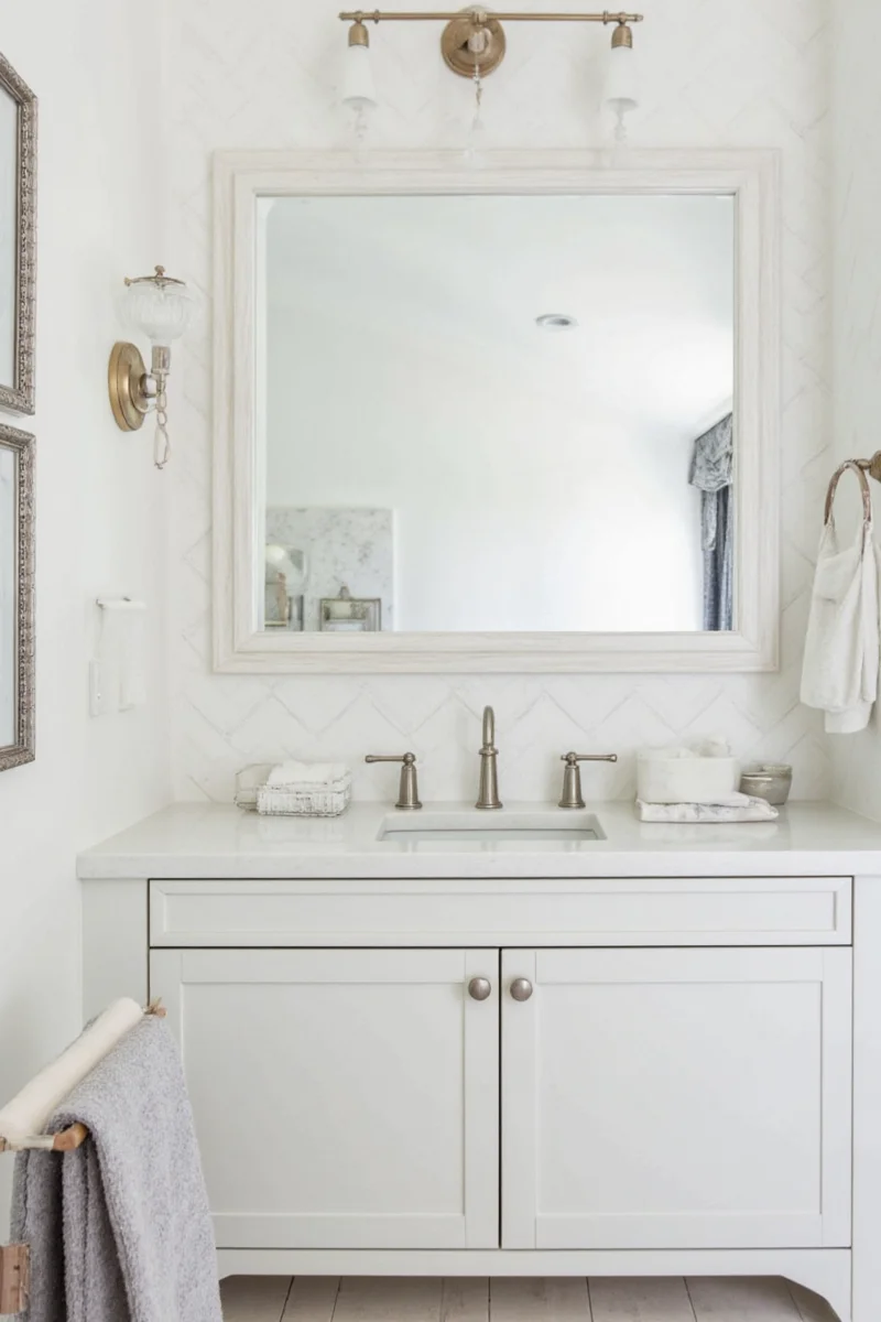 Classic white beadboard with pastel upper walls