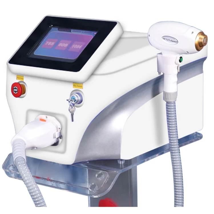 

Newest 755 808 1064 Permanent Hair Removal Device Painless 0pt Yag nd Laser Shr ipl Hair Removal Machine For Sale, White and purple