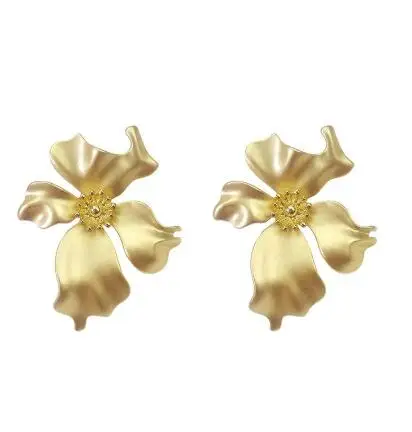 

Traditional texture metal three-dimensional flower earrings fashion exaggerated Women Drop earrings Jewelry