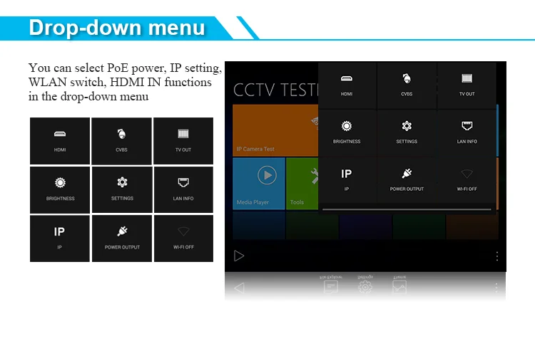 IP Camera Tester 8 inch retina touch screen Security IP CCTV Tester 8MP CVI/ TVI/ AHD 8MP EX-SDI HD-SDI, 3G-SDIcamera test