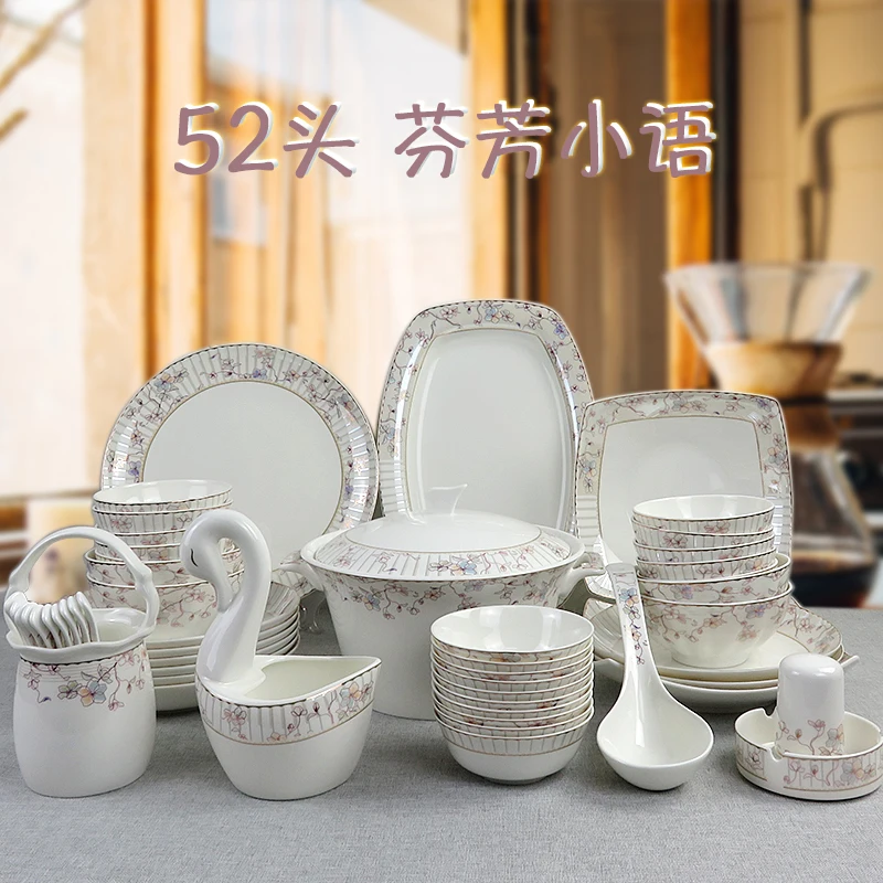 

52pcs fine bone china dinner set Luxurious style European ceramic dinnerware