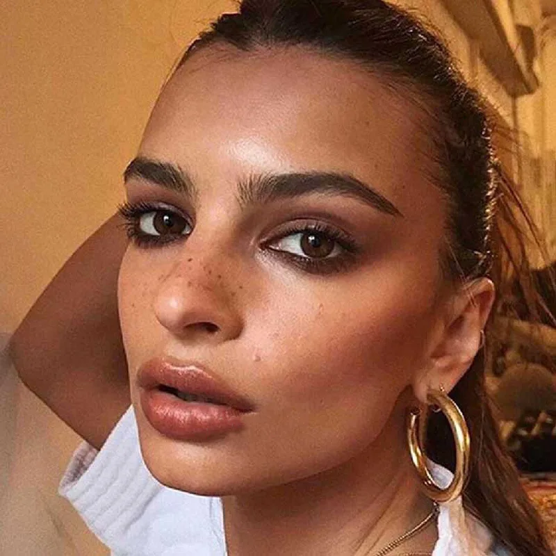 

Real 14k Gold Plated 40mm Big Round C Shape Gold Thick Hoop Earrings Tube Chunky Hoop Earring, As pictures