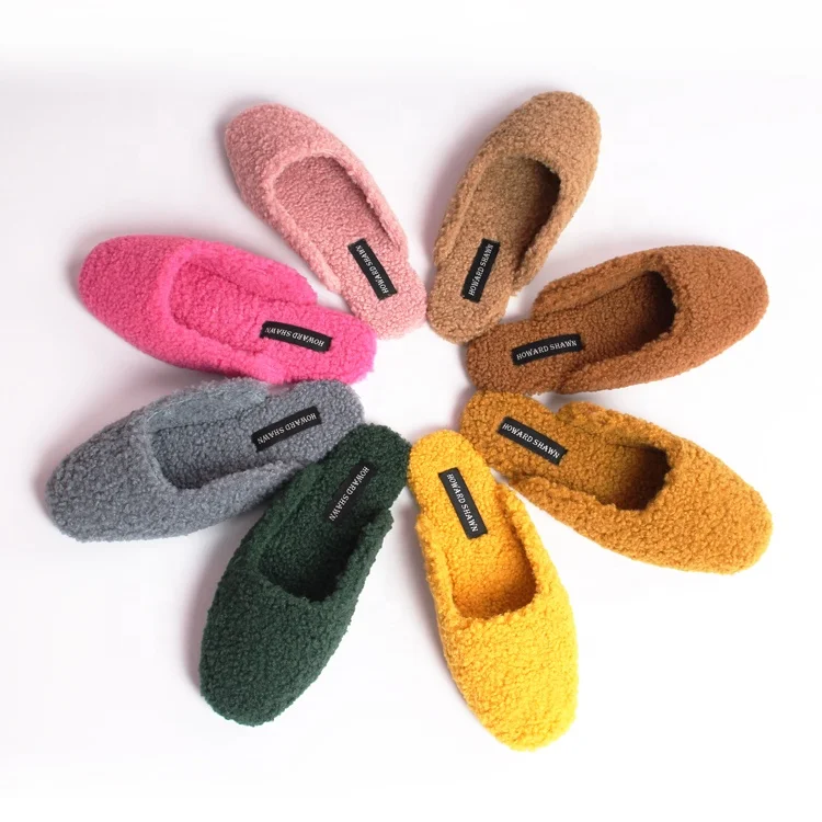 

2020 Wholesales Indoor Slippers Fluffy House Shoes Plush Women's Slippers, Customized color