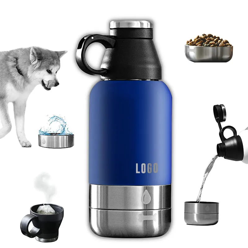 

32oz Dog Water Bottle double wall 304 stainless steel Insulated Pet Bottle Portable Dispenser with lids bags for outgoing