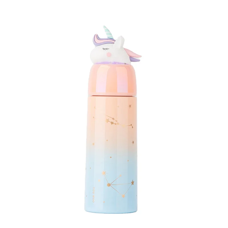 

360ml Unicorn lid candy colors stainless steel cute water bottle leak proof BPA Free water bottle as gifts, Customized color acceptable
