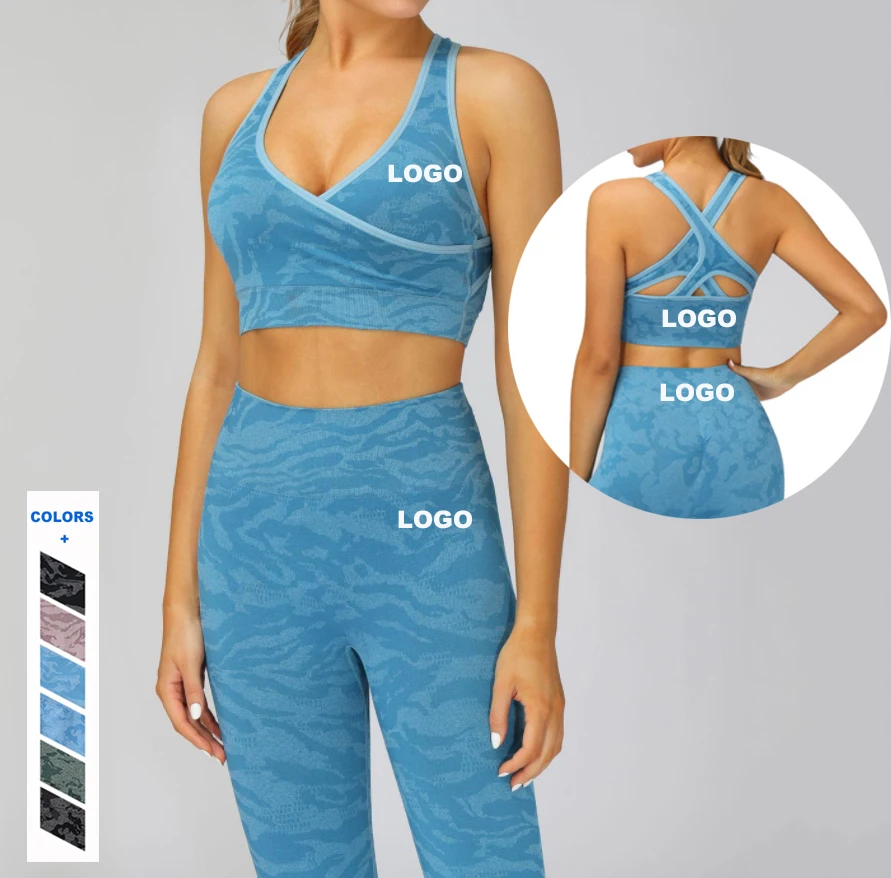 

2021 Fitness Apparel Camouflage Gym Wear Sportswear Exercise Workout Seamless Activewear Gym Yoga Set Women Sports Suit, Can do as your require