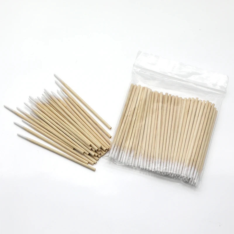 

Bamboo mascara wand wooden tip sharp swab stick hot sale makeup double side oem cotton bud