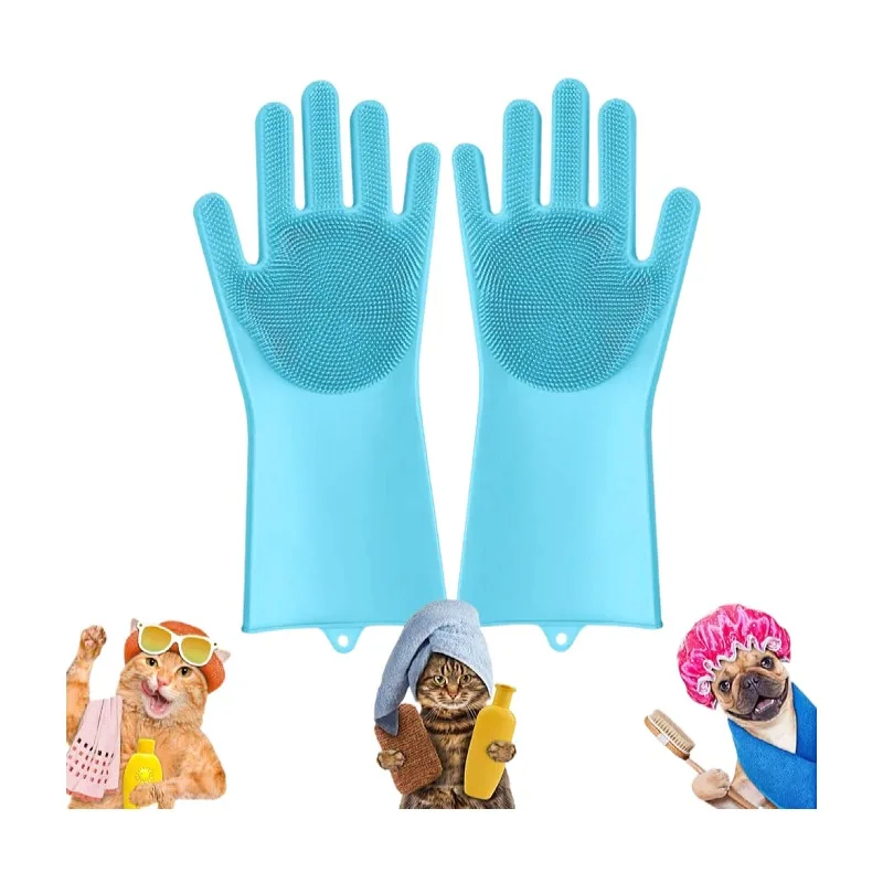 

Cleaning Gloves Dishwashing Gloves Silicone Reusable Brush Heat Resistant Glove for Housework Kitchen Clean Bathroom Car Washing, Blue/pink/green/purple