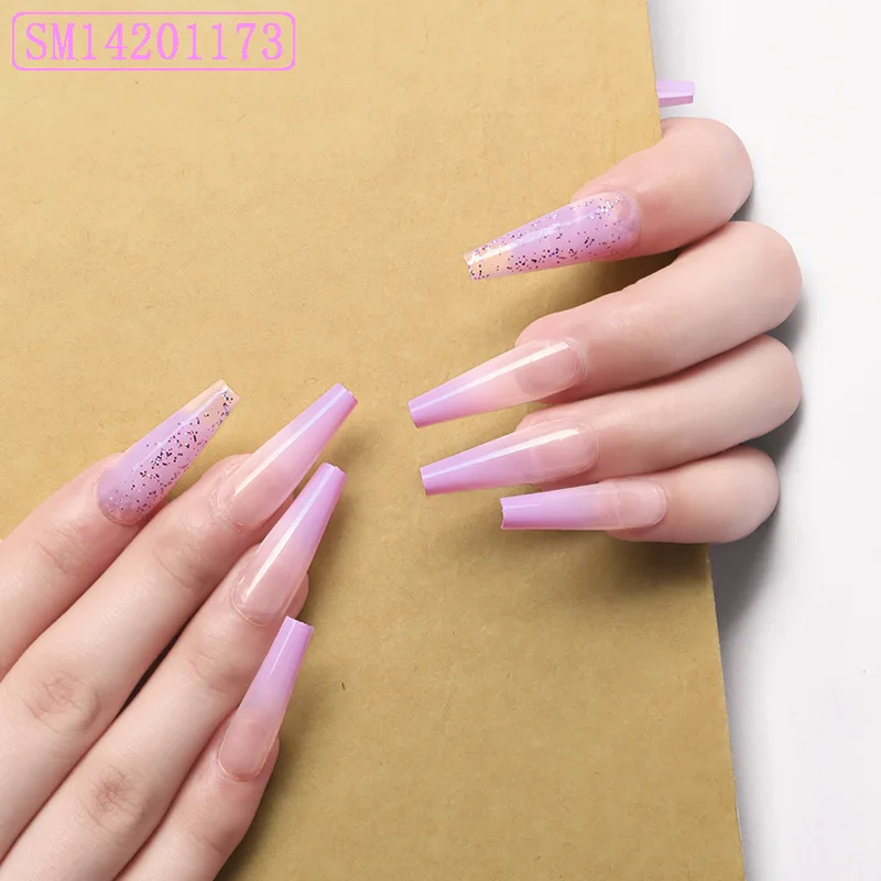 

Taro purple Ballerina reusable press on nails coffin long coffin nails press on false nails 24pcs