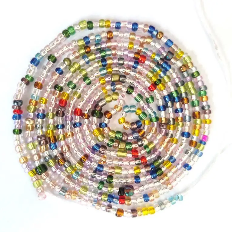 

crystal beads ladies sexy weightloss Ghana African plus size women cotton string tie on body belly chain waist beads jewelry, Coloful