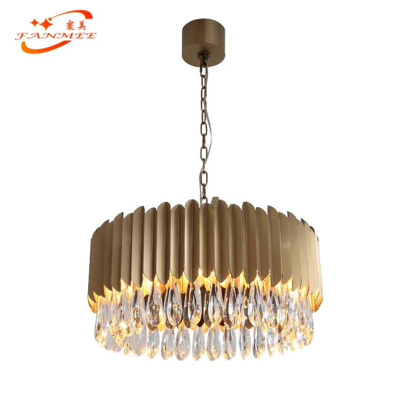 

Modern Crystal Chandelier Lighting LED Round Crystal Pendant Lighting Lustre de Cristal Light For Dining Living, Gold finish