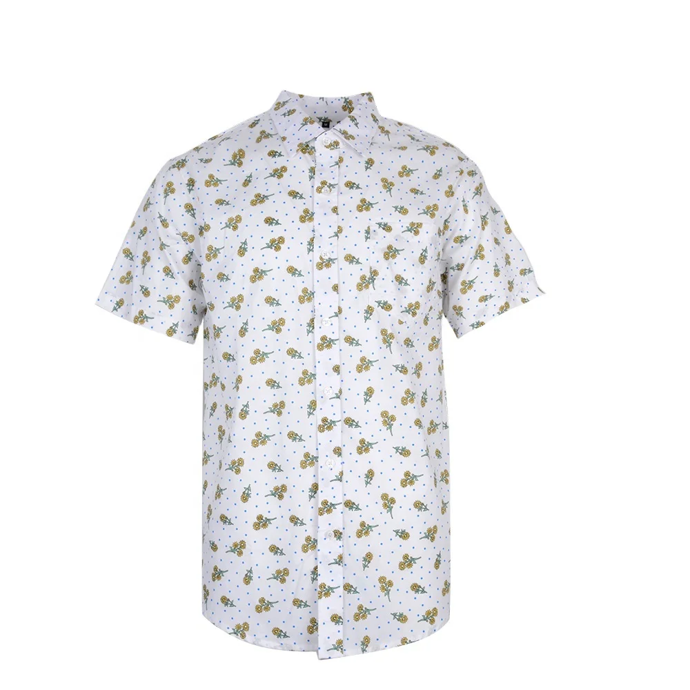 

Wholesale eco friendly short sleeve flower design cotton hawaii shirts for men