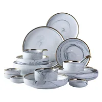 

Hot selling marble design Porcelain tableware Ceramic Wedding Charger Plate set dinnerware set for hotel