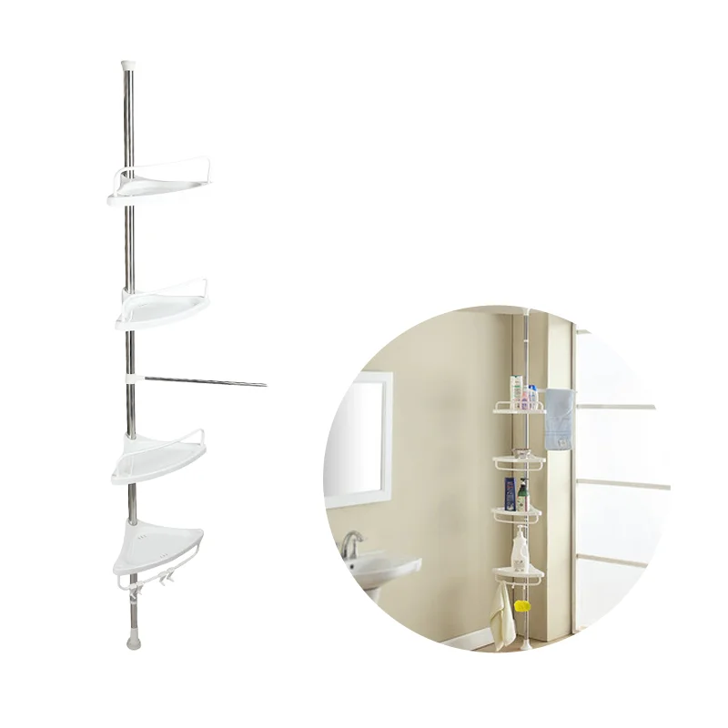 

4 Tier Bathroom Metal Stainless Steel Corner Shelf Caddy Adjustable Telescopic Wall Rack Basket Storage Organizer