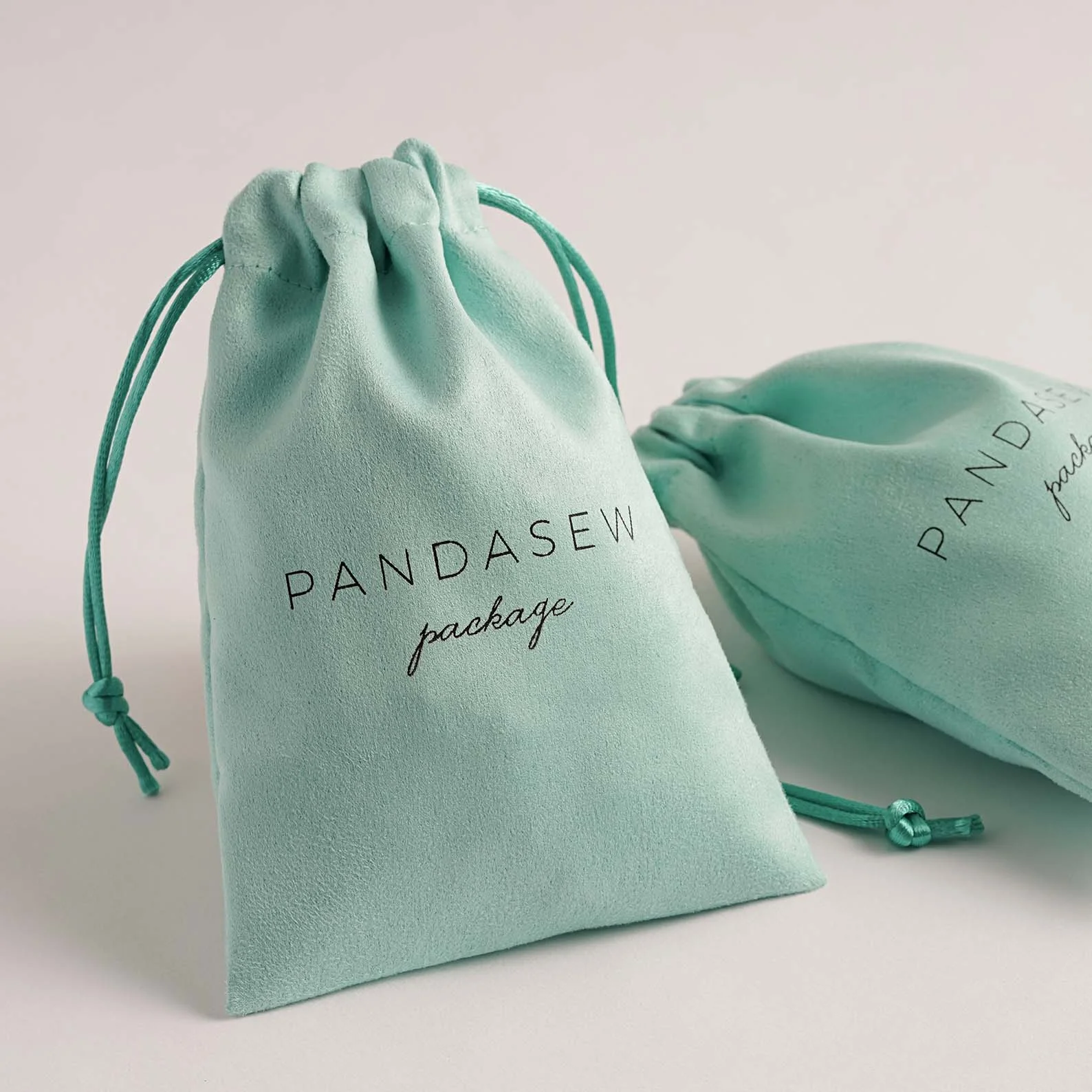 

PandaSew Suede Drawstring Bag Necklace Bracelet Jewelry Package with Custom Logo, Customized color