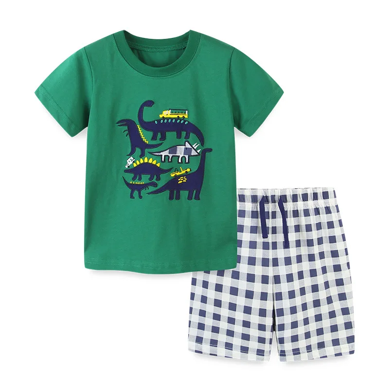 

Cotton Summer Applique Logo Design Short Set Of Two Pieces Sets Clothing For 2 To 7 Years Kids Boy