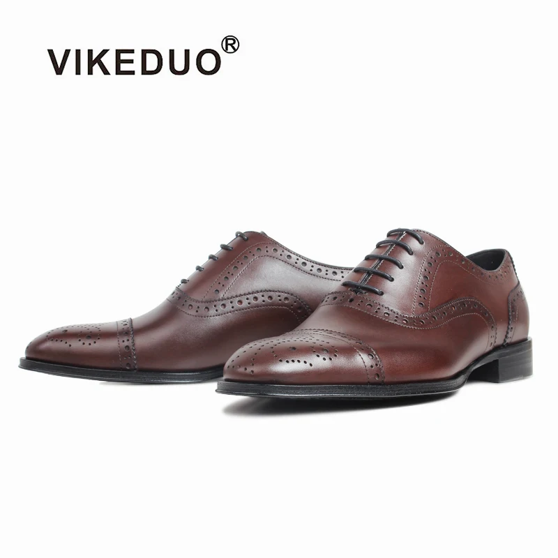 

Vikeduo Hand Made Formal Footwear Shoemaker Brogue Smart Designs Shoe Size Mens Genuine Leather Shoes, Coffee