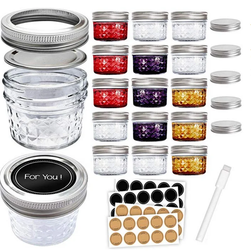

Avertan xuzhou custom small 4oz 300ml empty mini glass mason jar with metal lid for jam jelly, Clear