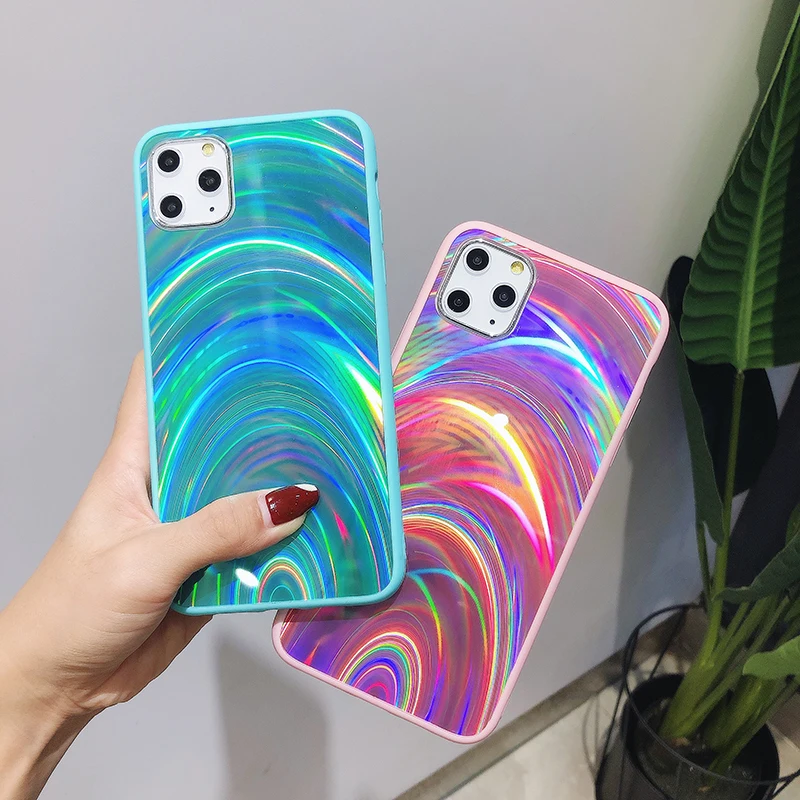 

Holographic Prism Laser Case for iPhone 11 Pro XR XS Max Cases 3D Rainbow Glitter Phone Cover for iPhone SE 2020 7 8 6S