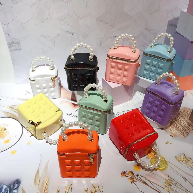 

2021 Mini Handbag Kids Jelly Purse Women Makeup Handbags PVC Handbags Girls Candy Jelly Bags, Candy jelly colors