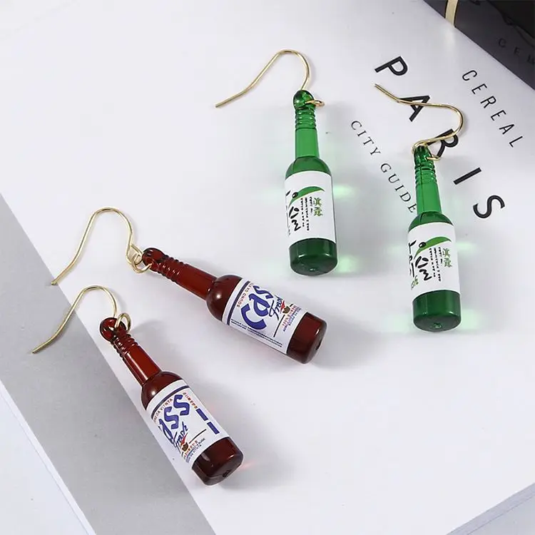 

Korean Stylish Glass Bottle Earing Fashion Beer Bottle Cute Earings for girls, Colorful