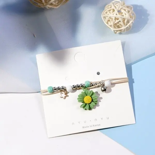 

Daisy Flower Ceramic Bead Charm Bracelets  Coloured Glaze Pearl bracelet for Women Girls Lover Gift, As shown in picture