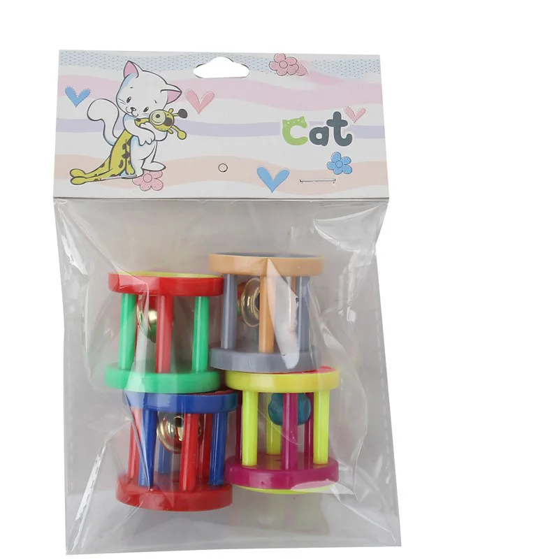 

Factory Wholesale New Four-piece Plastic Bells With Exquisite Packaging Pet Cat Toy Supplies, Picture showed