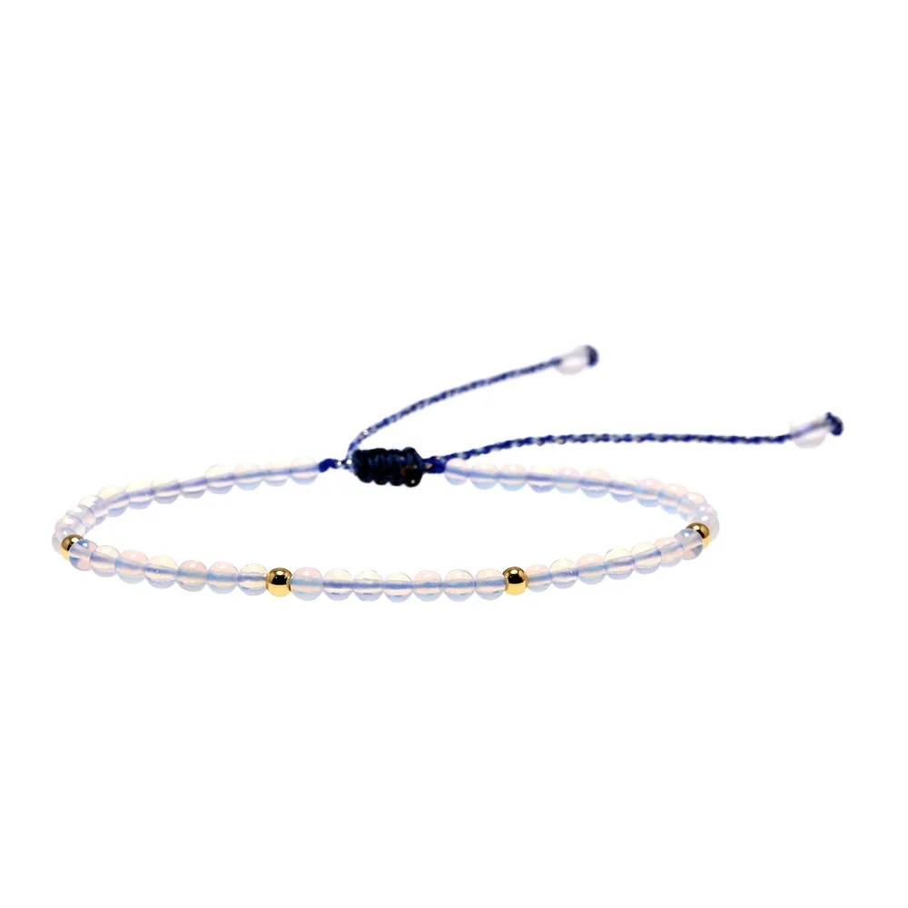 

Natural Opal Gemstone Jewelry Charm 3mm Beads Braided Bracelet For Women