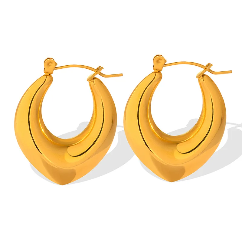 MARONEW brincos fashion jewelry korean statement stainless steel 18k gold plated custom geometric large hoop earrings set women