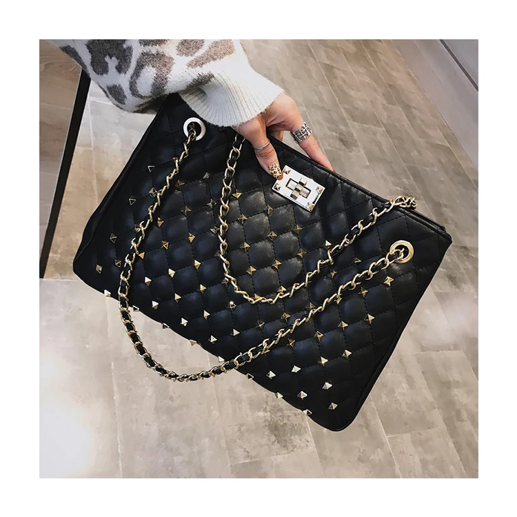 

New Luxury Diamond Lattice Shoulder Women Bag Elegant Black Pu Leather Messenger Bag Female Flap Quilted Chain Crossbody Handbag