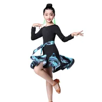 

Imported Milk Silk Fabric Children's Latin Dance Garments Practice & Performance Dance Girls Dress for Competition