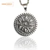 Men Stainless Steel Round Six True Word Pattern Pendant Necklace