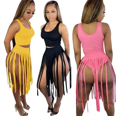 

2021 Women Girls' 2 Piece Skirts Dresses Set Club Summer Casual Sexy Stylish Dresses Two Piece Summer Clothing
