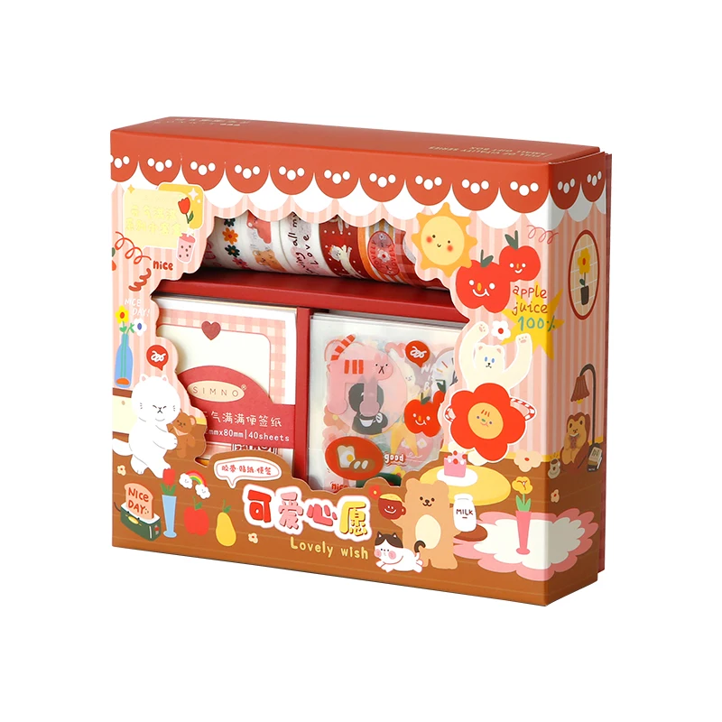 

Kawaii Cute Sticky Tape Korea Style Memo stationery set Die Cut sticker stationary gift set
